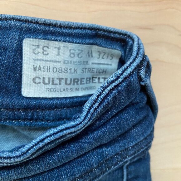 Diesel jeans Size 28 Culturebelt Regular Slim-Tapered leg low rise Stretch Blue - Picture 8 of 15